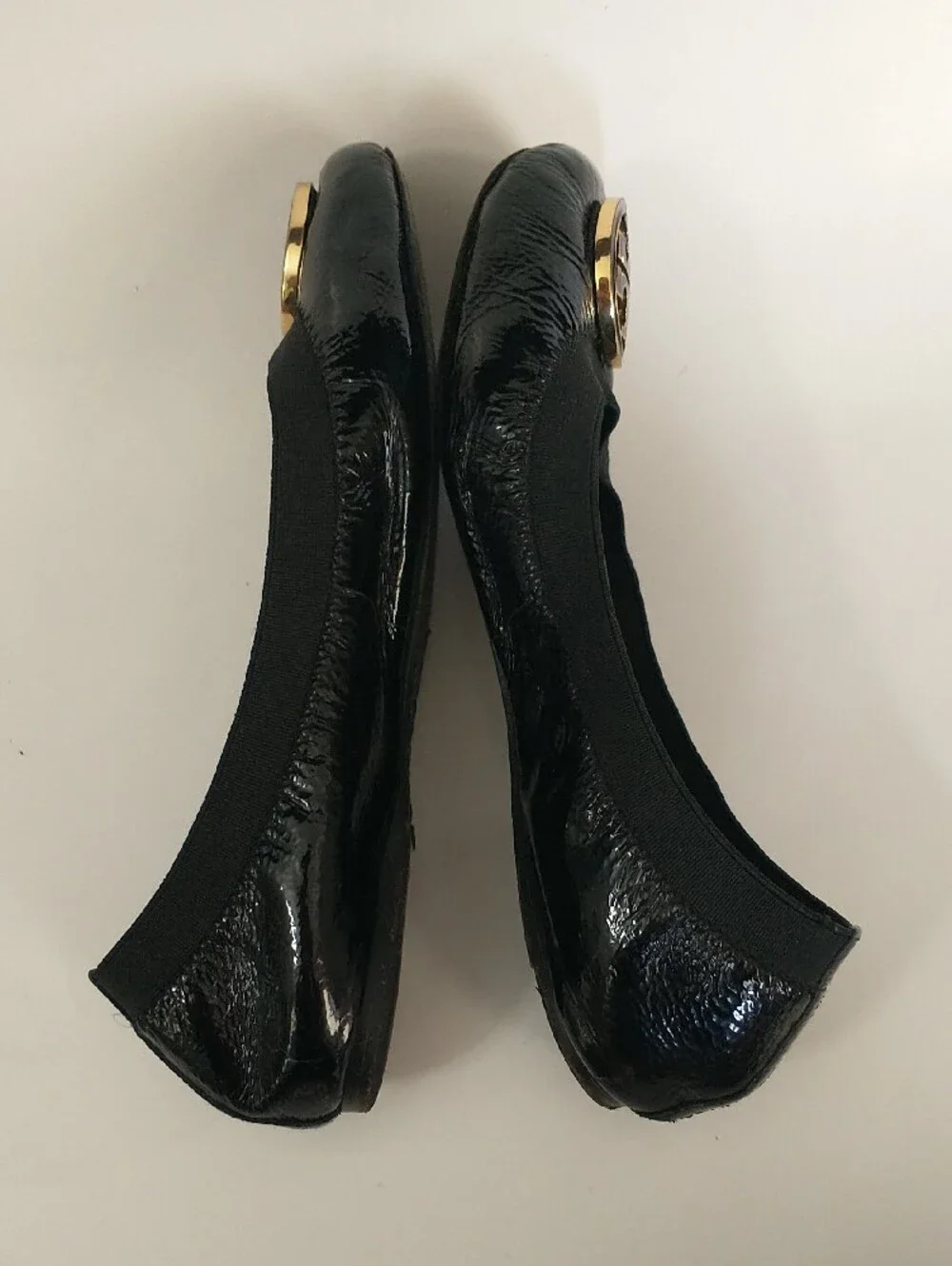Tory Burch Women’s Black Patent Leather Logo Ballet Flats. SIZE 6.5